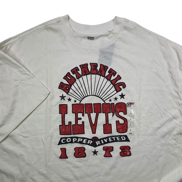 Levi's Authentic Copper Riveted 1873 Graphic T Shirt Mens Size L White Red NEW - Picture 4 of 15
